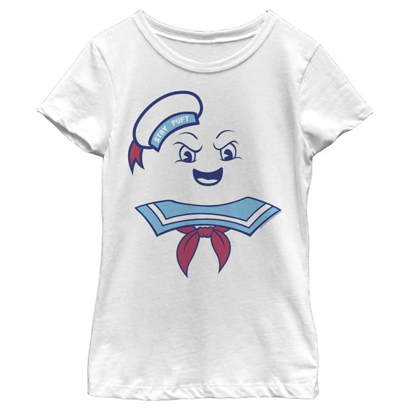 Girl's Ghostbusters Stay Puft Marshmallow Man Face  Graphic Tee White Medium