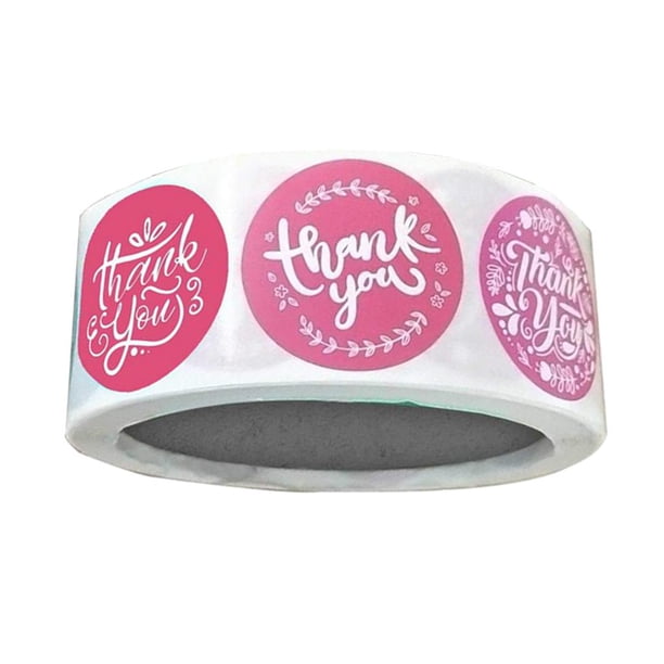 1 rollo de etiquetas adhesivas redondas con diseño floral para sellar paquetes con la palabra "Gracias" (2,54 cm). rojo