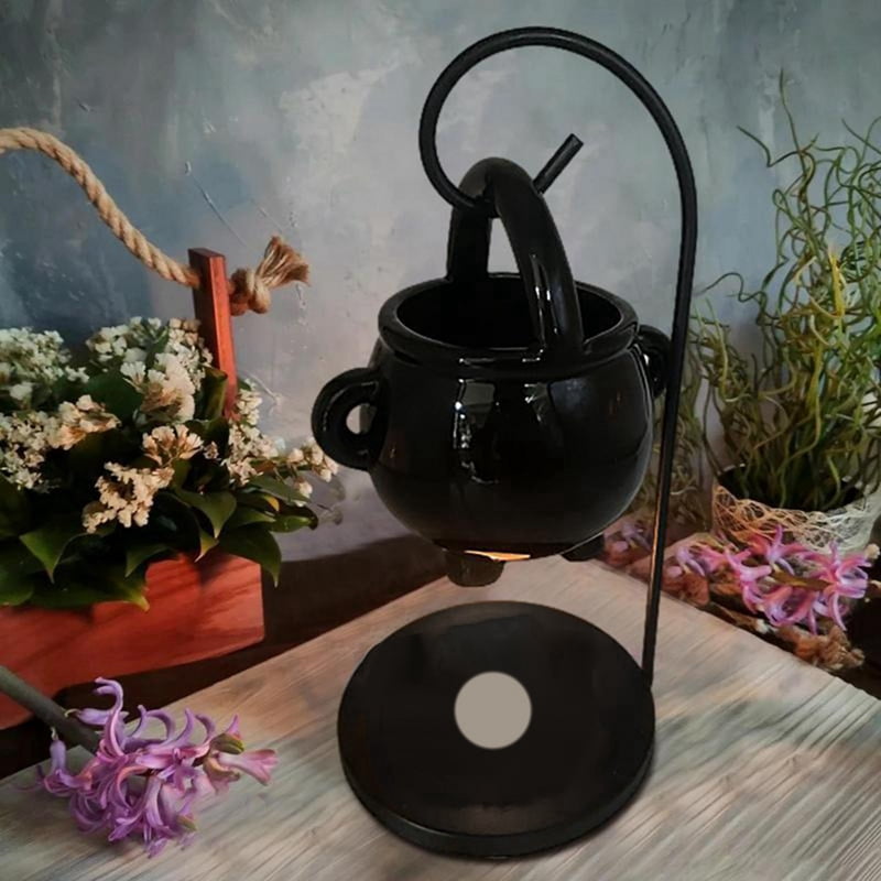 2X Hanging Cauldron Wax Burner Witch Caldron Pot Candle Holder Essential Oil Incense Aroma Diffuser Candle Tealight