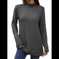 thumbnail image 1 of Camiseta Holgada de Larga con Cuello Alto y Estampado Geométrico de Jacquard para Mujer, Otoño e Invierno. Gris Oscuro L, 1 of 10