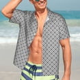 thumbnail image 5 of KLL Men's Hawaiian Shirt Short Sleeve Button Down Beach Shirts-Gray Plaid, 5 of 5