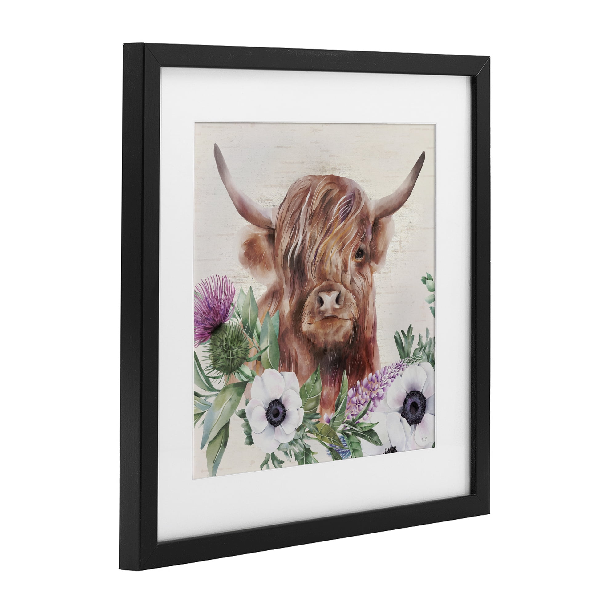 Stupell Industries Penny The Highland Cow Black Framed Print Under Glass, design by Lux + Me Designs