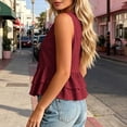 thumbnail image 4 of Women Sleeveless Round Neck Button Down Ruffle Peplum Blouse Casual Solid Color Top, 4 of 7