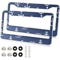 thumbnail image 2 of GZHJMY Blue Anchor License Plate Frames 2pcs, Waterproof Aluminum Alloy Front Rear Tag Car License Plate Cover with Screw Cap Set for US Vehicles, 12 x 6 Inch, 2 of 7