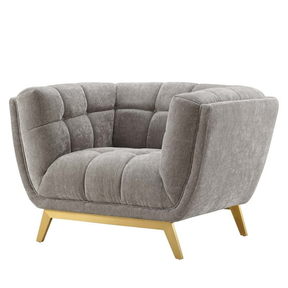 Armchair Accent Chair, Velvet, Light Grey Gray, Modern Contemporary Urban Design, Living Lounge Room Hotel Lobby Hospitality