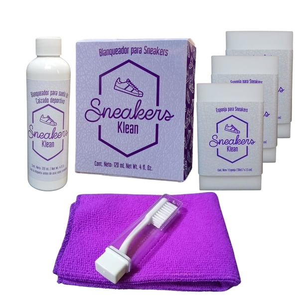 Kit Esponjas limpiadoras - blanqueador de suela - cepillo aplicador y microfibra SNEAKERS KLEAN Kit Limpieza de Calzado