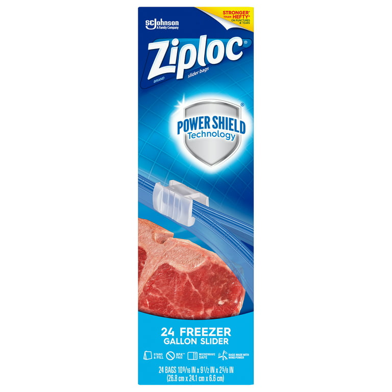 Ziploc Slider Bags, Freezer, Gallon - 24 bags