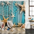 thumbnail image 2 of Coastal Beach Bathroom Shower Curtains with Hooks, Starfish Conch Waterproof Fabric Washable Shower Curtain for Home Hotel Bathtub Decor 60x72 Inch, 2 of 9
