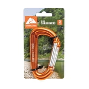 Ozark Trail Aluminum Spring-Loaded D-Shaped Carabiners, 8 cm, Orange, 2 Count