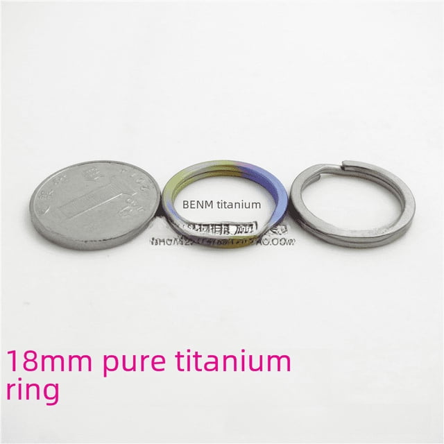Llavero de titanio puro de 18 mm/llavero de metal de titanio EDC para exteriores, llavero de titanio ultraligero