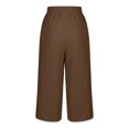 thumbnail image 4 of KyCheLot Women's Casual Capri Pants Elastic Waist Solid Color Drawstring Loose Cropped Pants with Pockets, 4 of 6