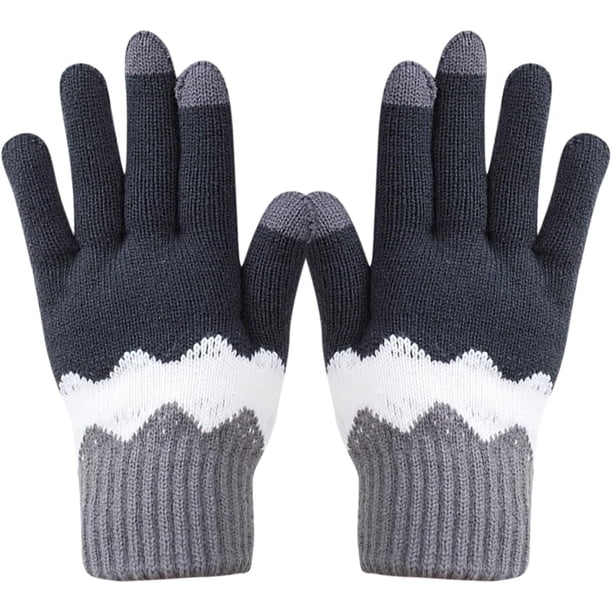 Guantes de lana para mujer, Color de invierno a juego para adultos, además de terciopelo grueso, tejido con dedos, a prueba de calor y frío, estudiante femenino