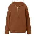 thumbnail image 4 of NMMUED Half Zip Pullover Women Cropped Sweatshirts for Women Pullover Sweatshirts for Women Quarter Zip Pullover Women Oversized Sweatshirt for Women, Brown 3XL, 4 of 5