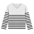 thumbnail image 4 of Ugoldhm Girls Fashion Shirts V Neck Striped Tunic Casual Tops Fall Long Sleeve Loose Tees, 4 of 8