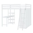 thumbnail image 3 of Aukfa Loft Bed with Wardrobe, Wood Full Size Loft Bed with Desk and Shelves for Kids Adults - White, 3 of 8