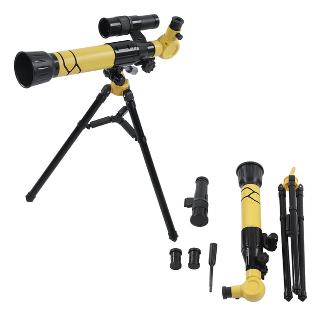Telescopio astronómico para niños con trípode ajustable Telescopio portátil liviano para niños principiantes Amarillo