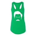thumbnail image 2 of Wild Bobby, White Parks and Rec Fans Ron Swanson Mustache Face Silhouette, Pop Culture, Women Racerback Tank Top, Kelly, Large, 2 of 4