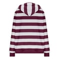 thumbnail image 3 of Miluxas Womens Zip up Hoodies Casual Oversized Striped Hoodies Sweatshirts Plain Zipper Classic Hooded Jackets with Pockets Wine XL(XL), 3 of 4