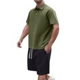 thumbnail image 2 of NTACZA Men's Shorts Set Active Shirt Shorts Short Sleeve Tracksuits Elastic Waist Collared Mens Sweatsuits M, 2 of 8