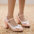 thumbnail image 4 of SACFOF Women's Low Kitten Heel Mary Jane Oxfords Pumps Comfortable Ankle Strap Dress Shoes with Bow, 4 of 6