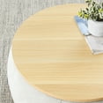 thumbnail image 3 of 2-Piece Set Round Storage Ottoman, Equipped with a Drum Shaped Small Stool, Ottoman with Storage Space, and Desktop Panel, Light Grey, 3 of 9