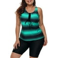 Women's Plus Size Two Piece Bathing Suits Color Block Racerback Tankini