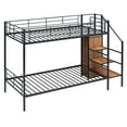 thumbnail image 3 of Aukfa Twin Over Twin Metal Bunk Bed with Storage Wardrobe and Staircase for Kids, Black, 3 of 9