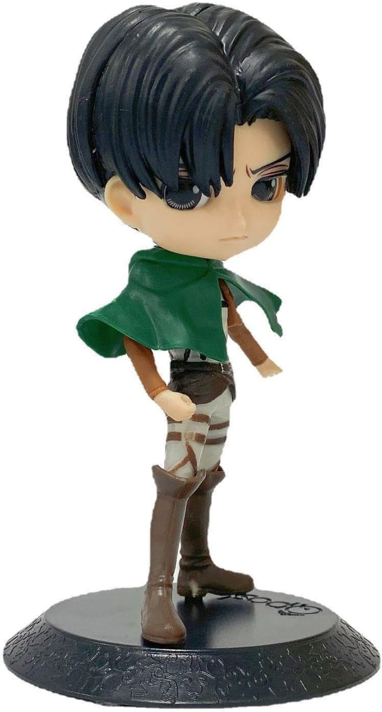 Newly Levi Ackerman Figure Mikasa Ackerman Figure Standing Q Version Big Head Anime Figures 14cm/5.5inch PVC Model Collectible for Anime Fans Gift (a)