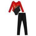 thumbnail image 5 of iiniim Kids Girls Gymnastics Dance Long Sleeve Leotard Jumpsuit with Leggings Pants Activewear Red&Black 8, 5 of 7