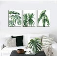 thumbnail image 6 of Canvas Wall Art Contemporary Simple Green Leaf Painting Wall Art Decor - 3 Panels Framed Canvas Prints Small Fresh Tropical Plants Watercolor Giclee Ready to Hang Home Decorations Office Decor Gift, 6 of 6