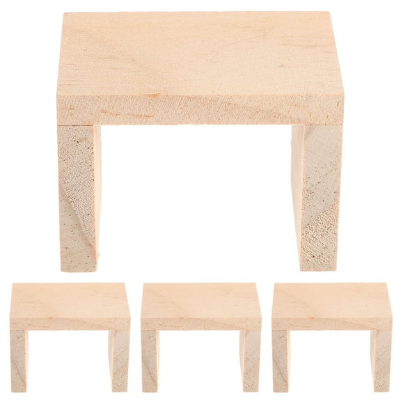 Tineasur Dollhouse Stool Model Khaki Wood Bedroom Decor