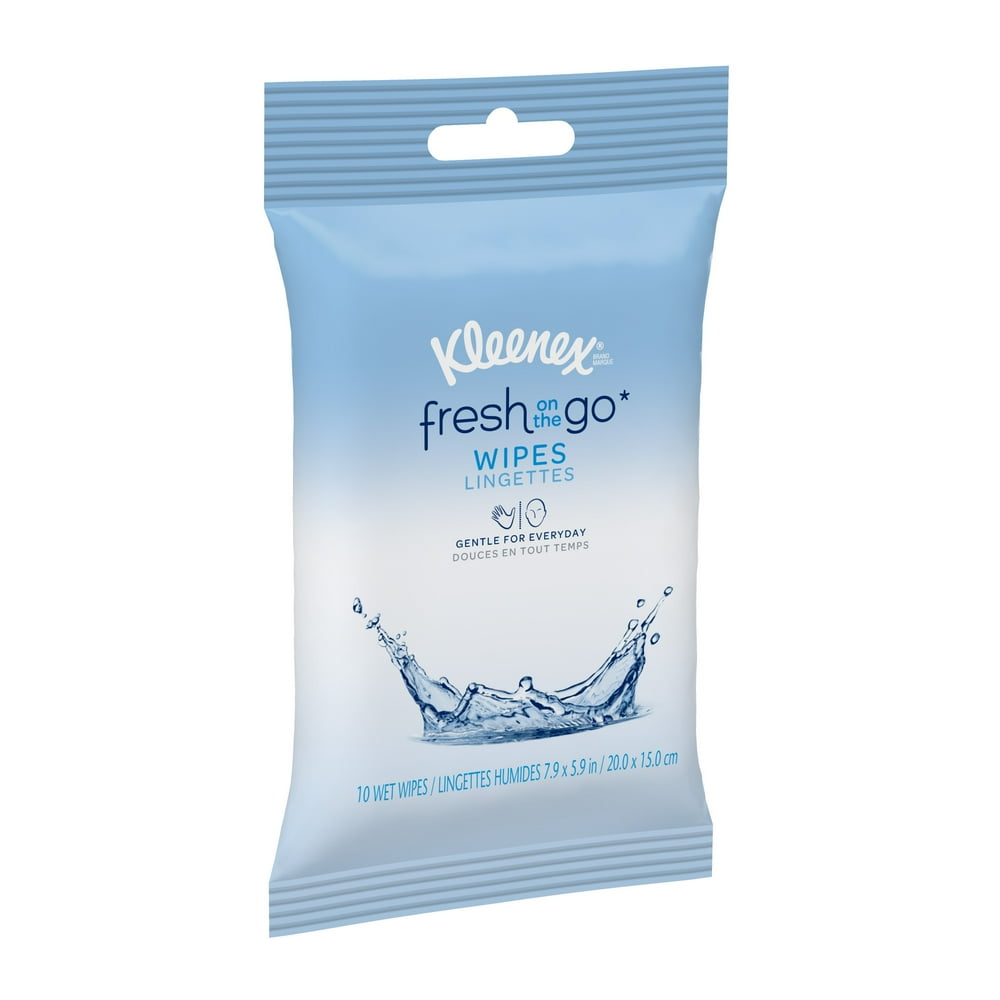 Kleenex OnTheGo Wet Wipes, White, Pocket Pack, 10 Wipes