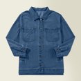 thumbnail image 2 of Tqcoqu Women's Jean Jacket Oversized Boyfriend Button Up Long Sleeve Split Trendy Denim Jackets, 2 of 9