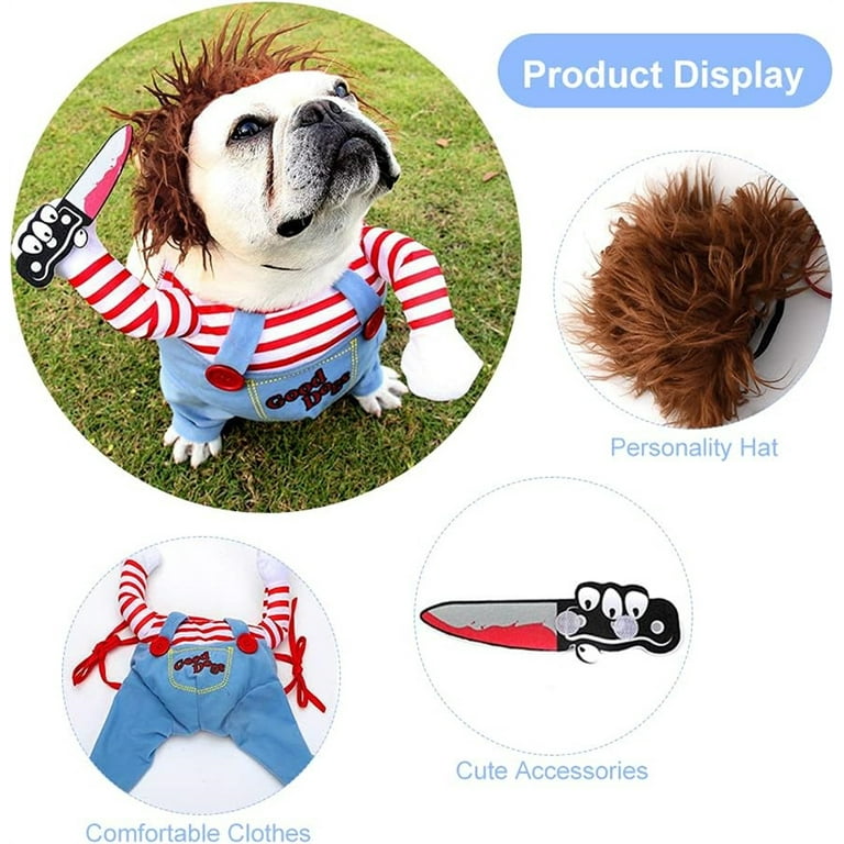 Morbuy Grappige honden/kattenkleding cosplay kostuums - kerstkleding voor huisdieren Jeans uniform hond kat kostuum pak - verkleden feestkleding kleding voor kat hond plus hoed (XL, color2