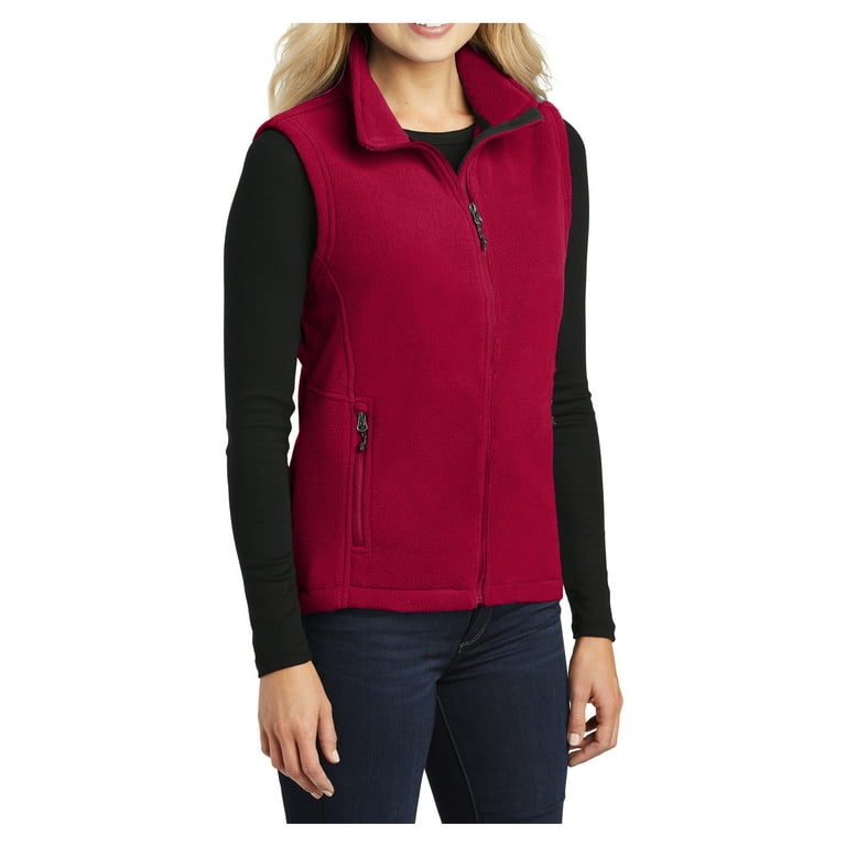 Womens Super Soft Value Polyester Fleece Vest True Red Small