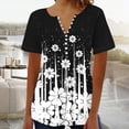 thumbnail image 4 of Tops de Algodón para las Mujeres Impreso V-Cuello Botón de Manga Corta, Blusa de Estante de Imitación Casual, 4 of 4