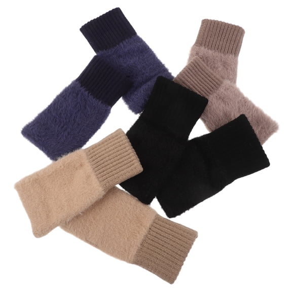 Homoyoyo 4 Pairs Warm Fingerless Gloves Assorted Color for Women Hand Mobility Office Work
