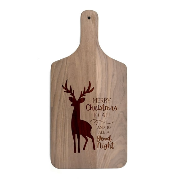 Creative Products Merry Christmas Deer 8 x 17 Walnut Paddle Cutting Board