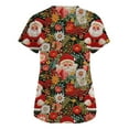 thumbnail image 3 of Dwellite Christmas Scrub Tops Women Xmas Tree Printed V Neck Short Sleeve Plus Size Scrubs Medical Uniform Shirts with Pockets Vermilion M, 3 of 5