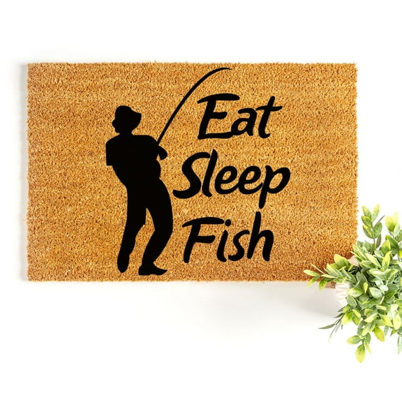 Doormat Eat Sleep Fish Welcome Mat Doormats Engagement Gift New House (36" x 72") #5732