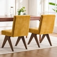 thumbnail image 5 of Kidol & Shellder Modern Upholstered Dining Chairs Set of 2 Tufted Armless Kitchen Chairs with Linen Fabric & Wooden Legs,Yellow, 5 of 9
