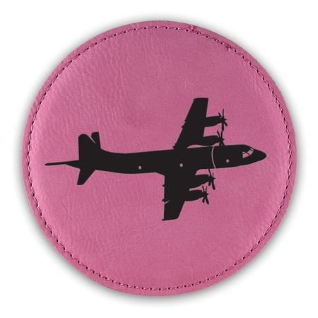 

P-3 Orion Coaster Laser Engraved Leatherette - Round Coasters - Many Colors - Single / Coasters Sets - p3 flying anti-submarine maritime surveillance aircraft