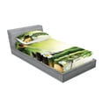 thumbnail image 2 of Spa Themed Fitted Sheet & Pillow Sham Set, Calming Atmosphere of the Streaming Water from a Branch with Stones Plumeria, Decorative Printed 4 Piece Bedding Decor Set, Twinxl, Multicolor, by Ambesonne, 2 of 3