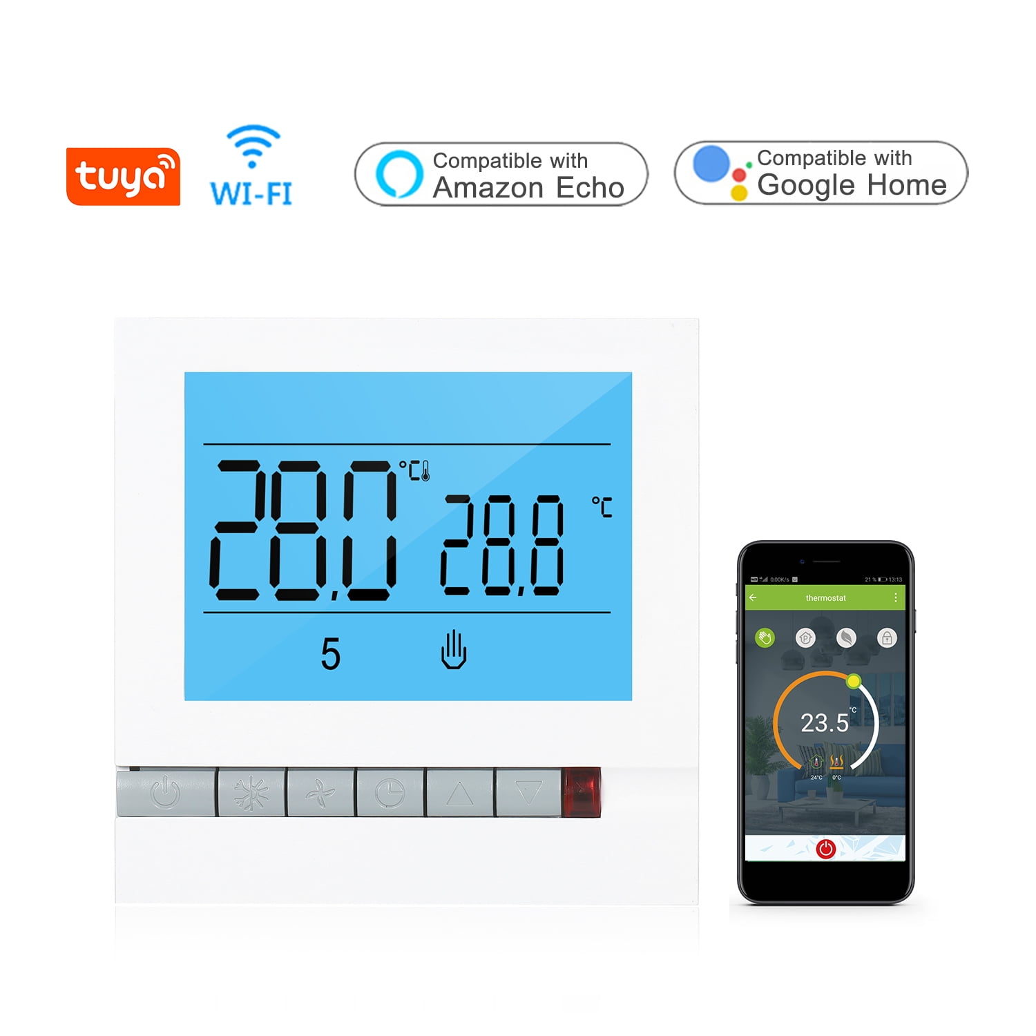 Wifi Smart Water/Gas Boiler Thermostat Tuya Remote Control Backlight
