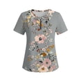 thumbnail image 6 of Erwazi Women's Short Sleeve Printed Blouse Zip V Neck Trendy Relax Fit Pullover Summer Casual Tops, 6 of 6