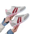 thumbnail image 4 of QWKLEAJ Women Retro Striped Casual Sneakers, Lace‑Up Spliced Athletic Shoes, Lightweight Flat Walking Shoes for Daily Commute & Wear Red 8.5, 4 of 6