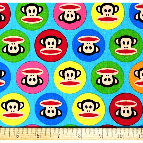 1/2 Yard - Colorful Julius Monkey on Light Blue Cotton Fabric (Great for Quilting, Sewing, Craft Projects, Throw Pillows & More) 1/2 Yard X 44" Wide