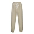 thumbnail image 4 of Casual Pants for Men Elastic Waist Drawstring Casual Trouser Yoga Beach Trousers Lightweight Linen Trousers Casual Summer Beach Loose Trousers Summer Vacation Pants Linen Trouser, 4 of 8