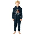 thumbnail image 3 of Wuxian Fall Outfits For Boys Christmas Fuzzy Wool Thermal Hooded Romper Funny Embroidery Print Zipper One Piece Bodysuits Jumpsuit Winter Warm Soft Thick Lined Sofy Cozy Dailywear,Navy,11-12 Years, 3 of 4