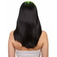 thumbnail image 6 of HPO Women's 19" inch Lime Green Edgy Icon 80's Mullet, Black Two Tone with Neon Roots Costume Wig, Adjustable Cap, 6 of 11